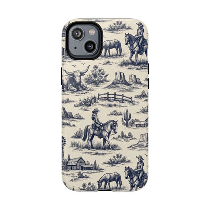 Western Toile Navy Magnetic Case