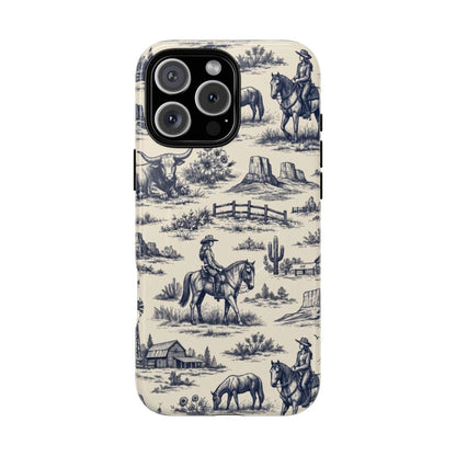 Western Toile Navy Magnetic Case
