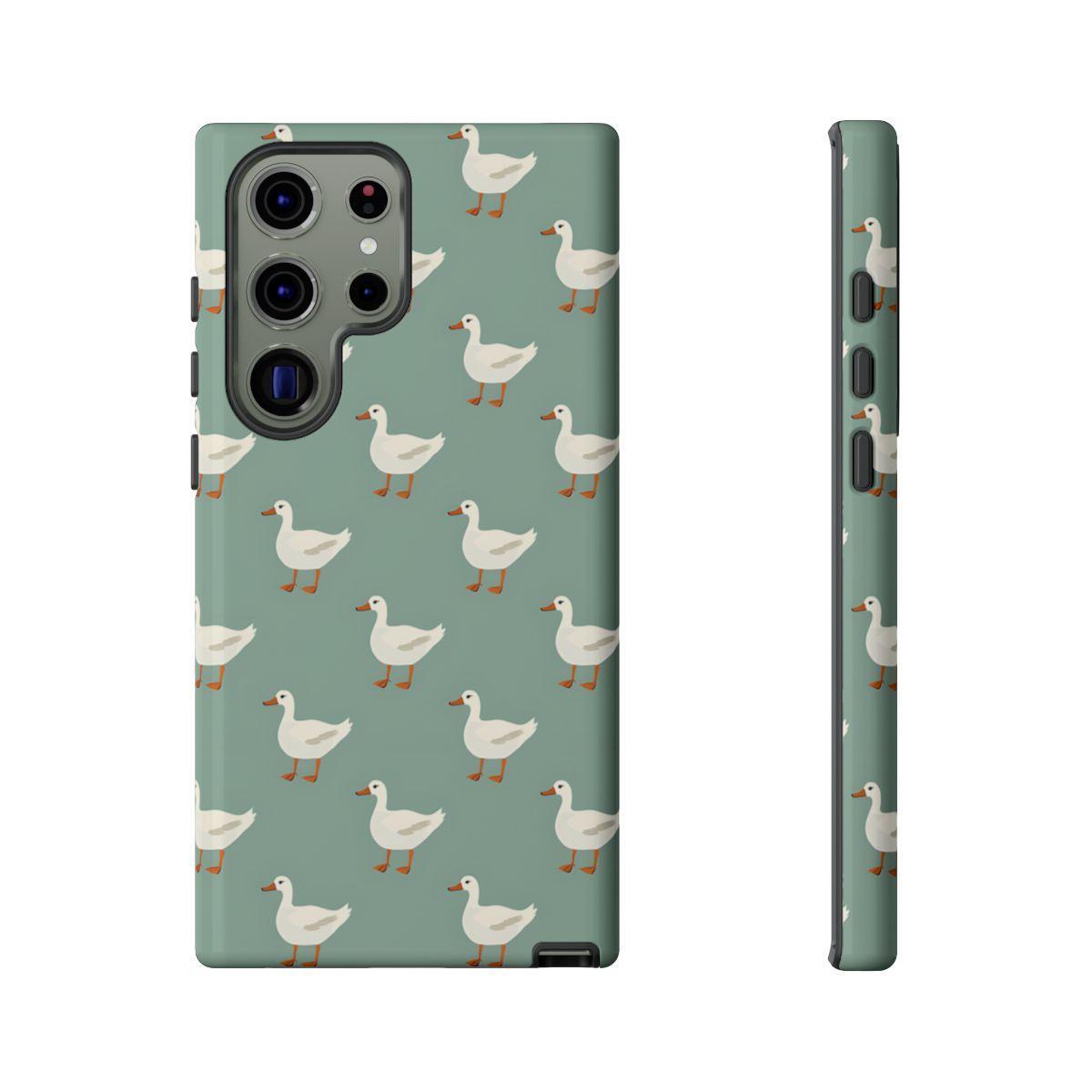 White Ducks on Teal Tough Case