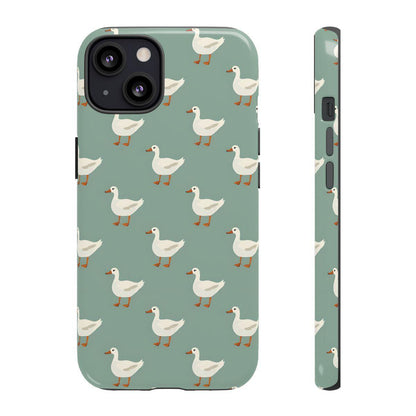 White Ducks on Teal Tough Case