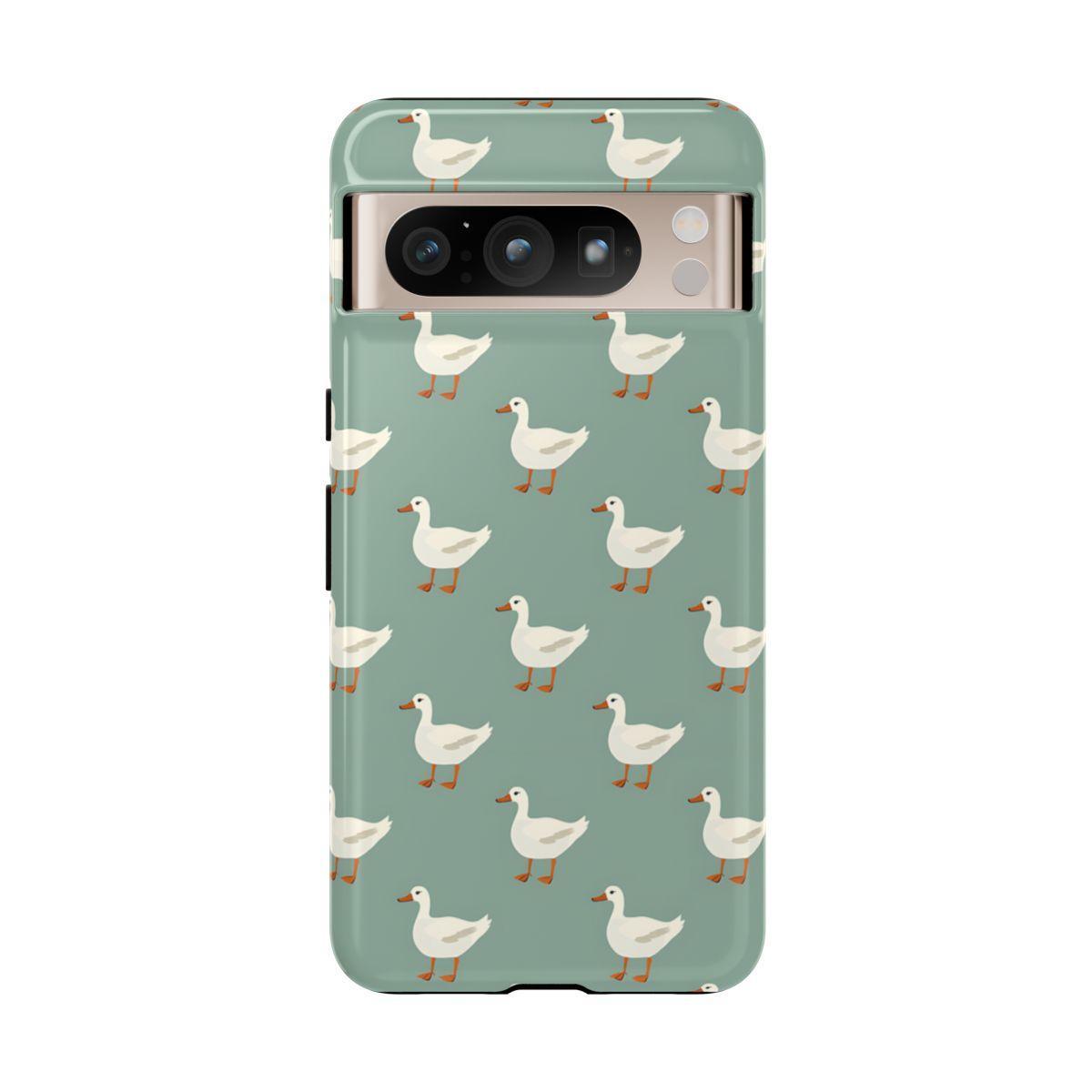 White Ducks on Teal Tough Case