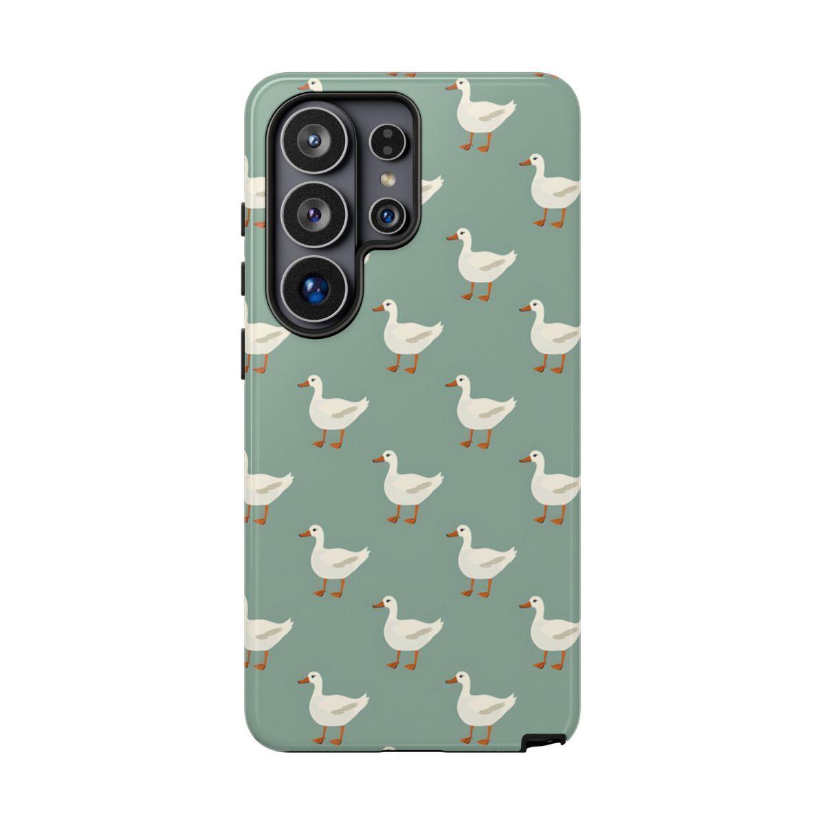 White Ducks on Teal Tough Case