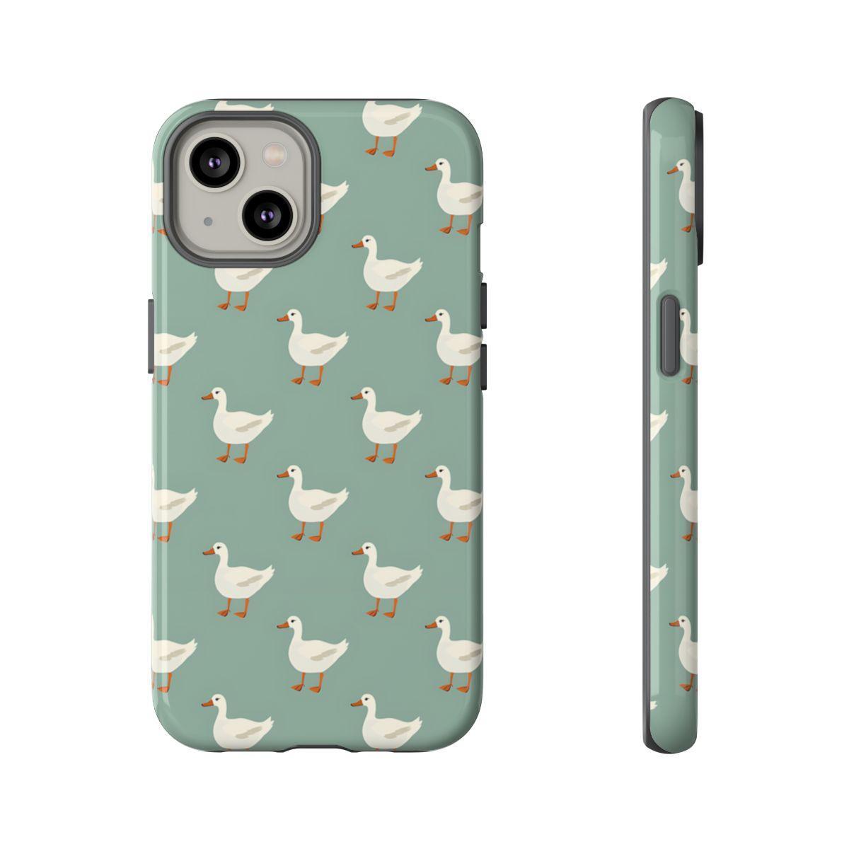 White Ducks on Teal Tough Case