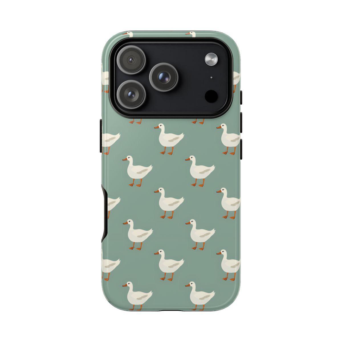 White Ducks on Teal Tough Case