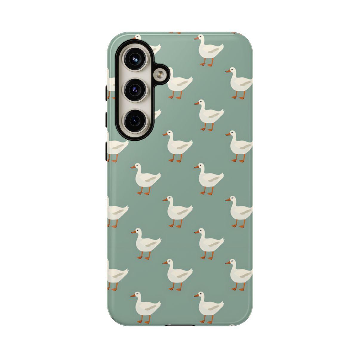 White Ducks on Teal Tough Case
