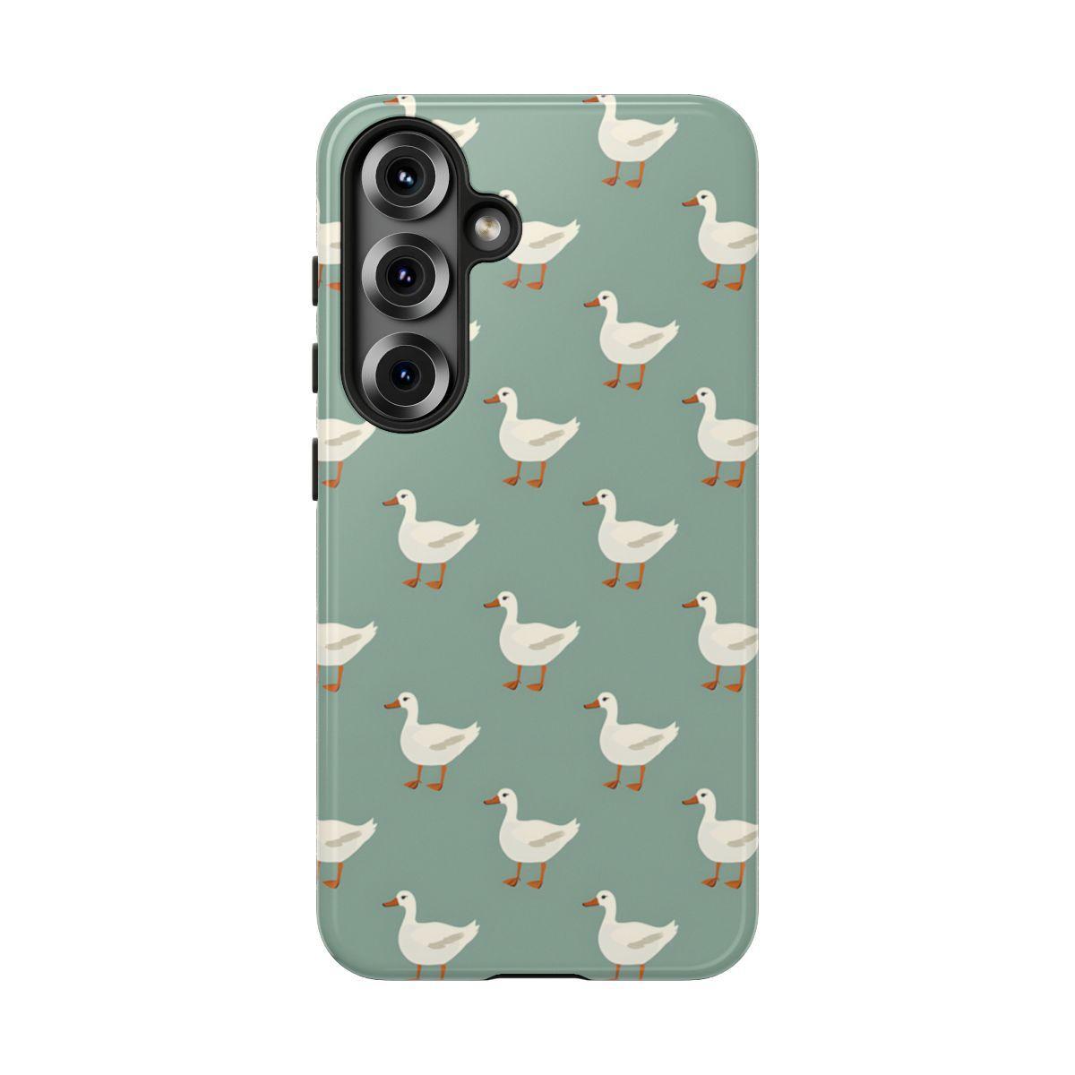 White Ducks on Teal Tough Case