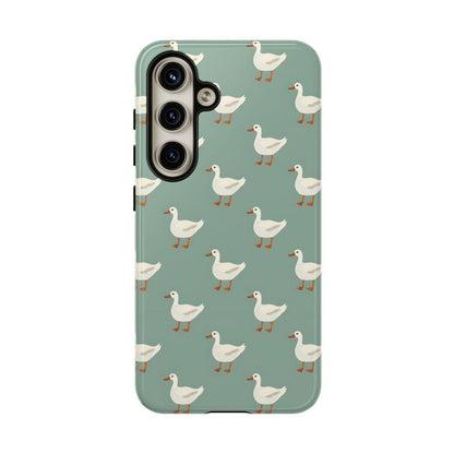 White Ducks on Teal Tough Case