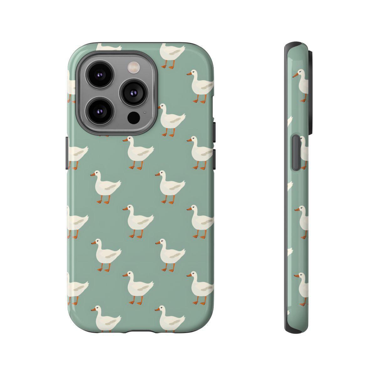 White Ducks on Teal Tough Case