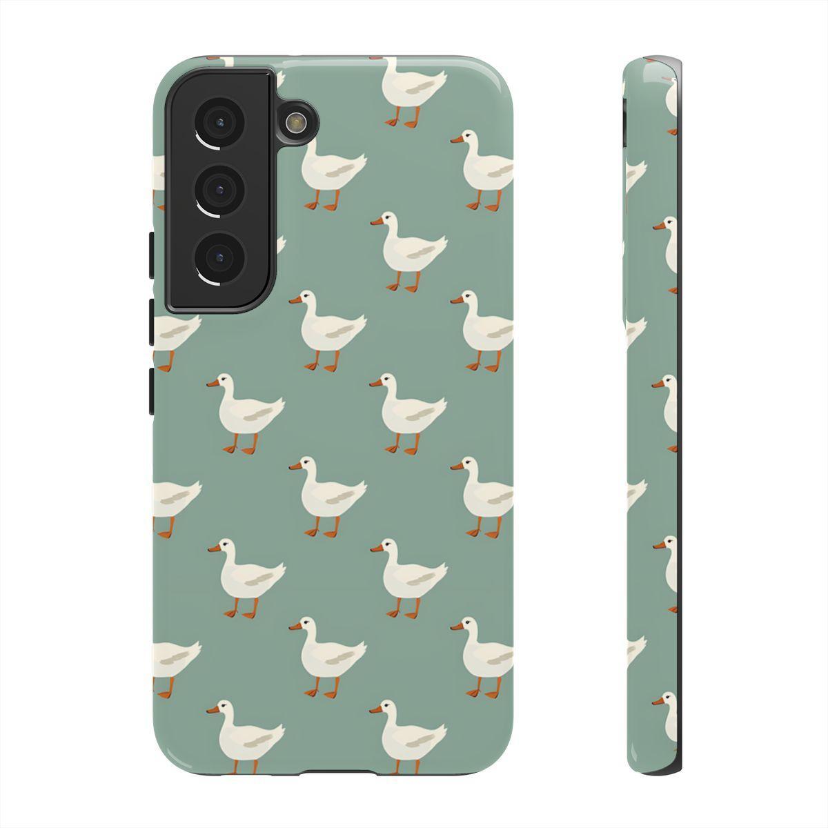White Ducks on Teal Tough Case