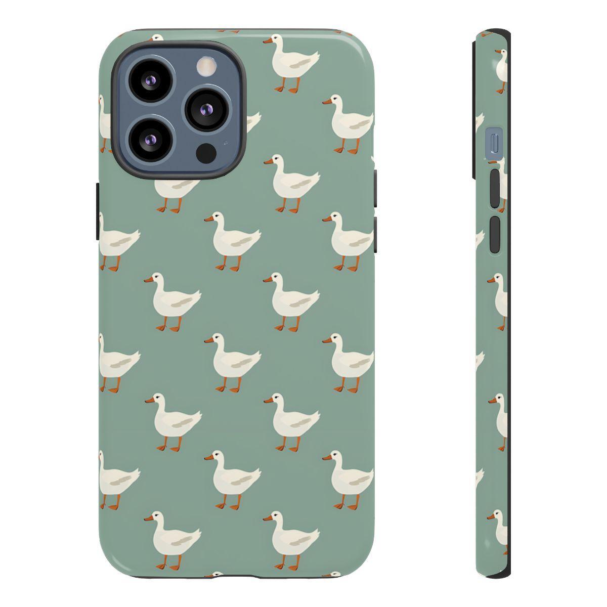 White Ducks on Teal Tough Case