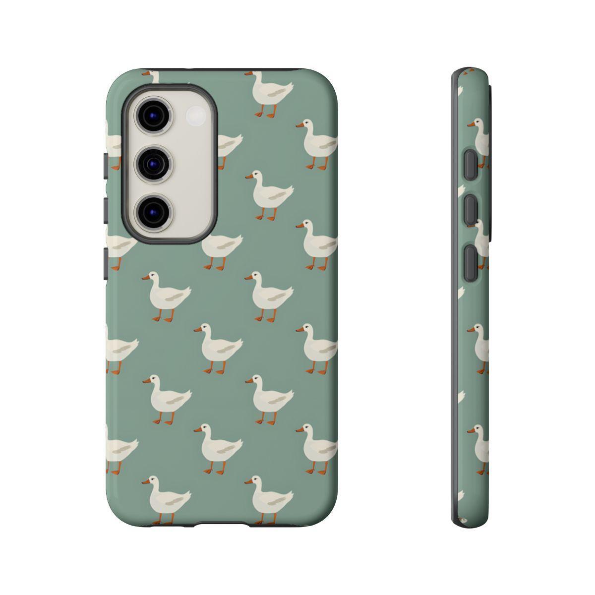 White Ducks on Teal Tough Case