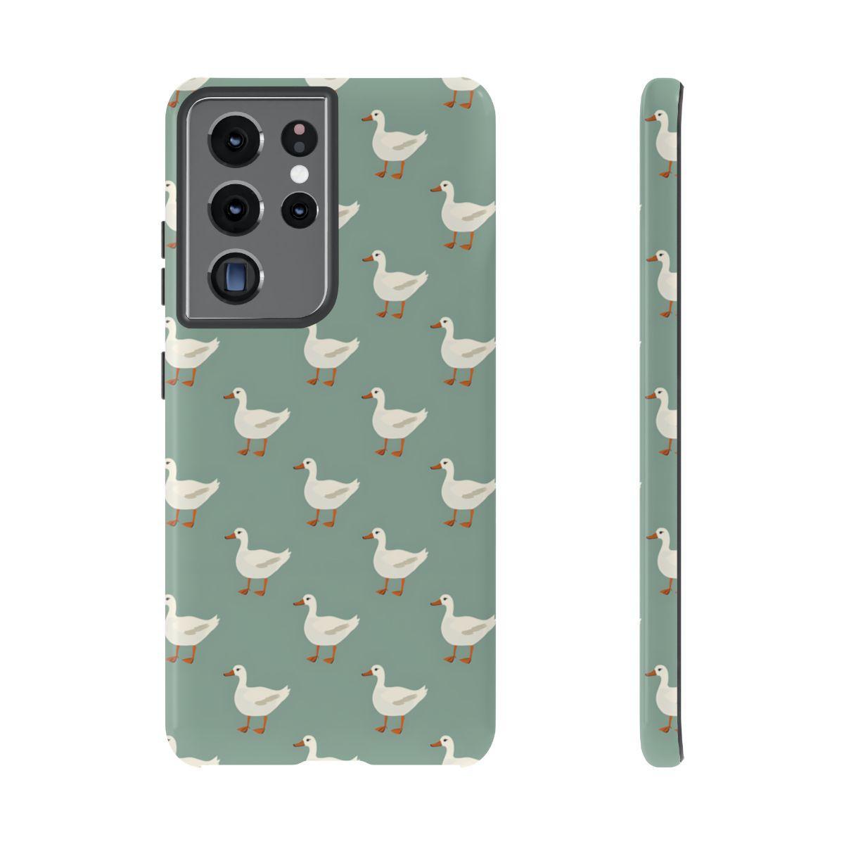 White Ducks on Teal Tough Case