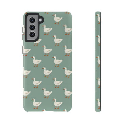 White Ducks on Teal Tough Case