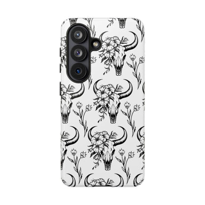 White Floral Skull Tough Case