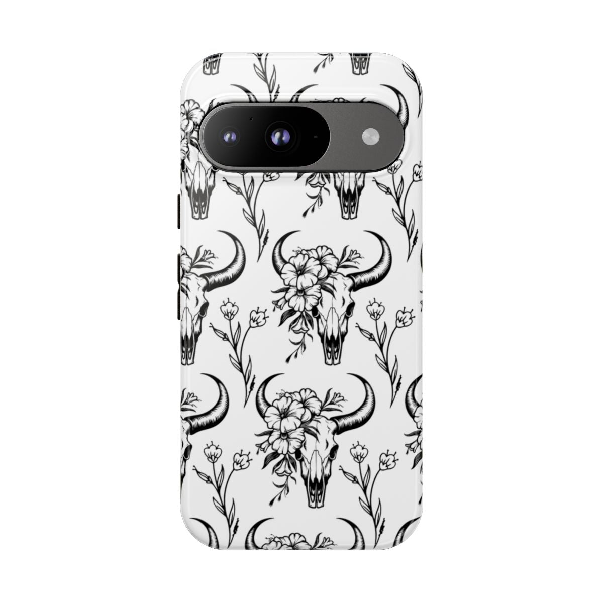 White Floral Skull Tough Case