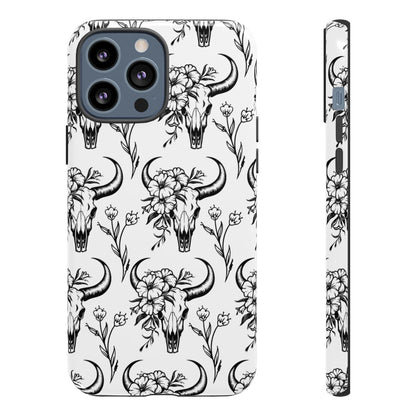 White Floral Skull Tough Case