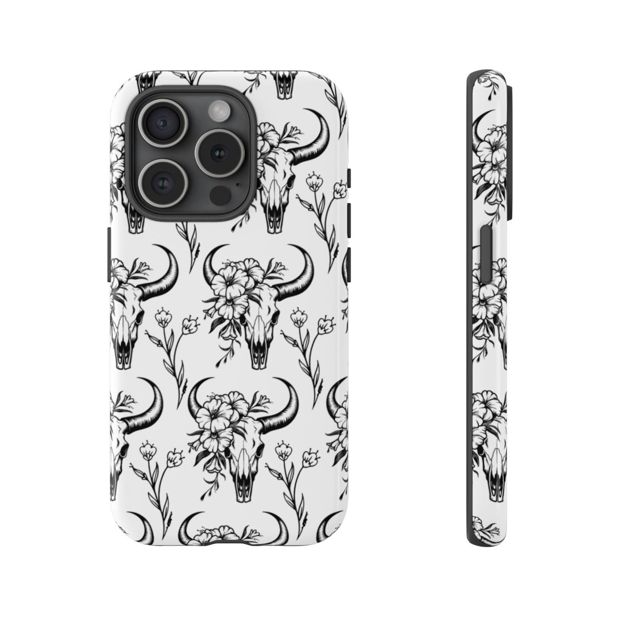 White Floral Skull Tough Case