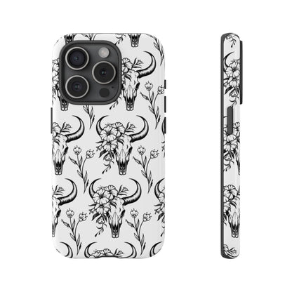 White Floral Skull Tough Case