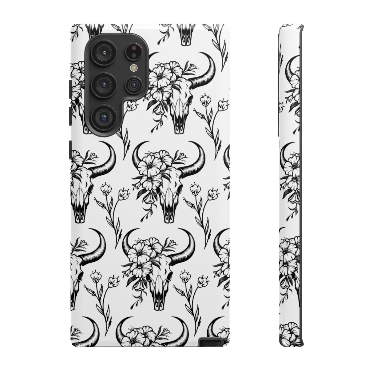 White Floral Skull Tough Case