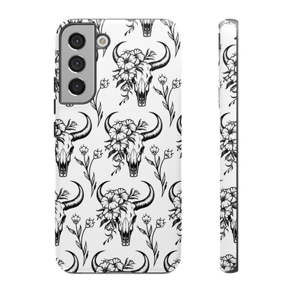 White Floral Skull Tough Case