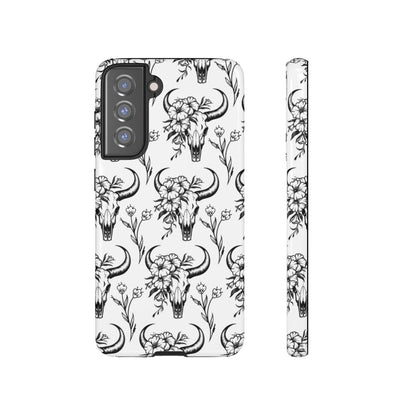 White Floral Skull Tough Case