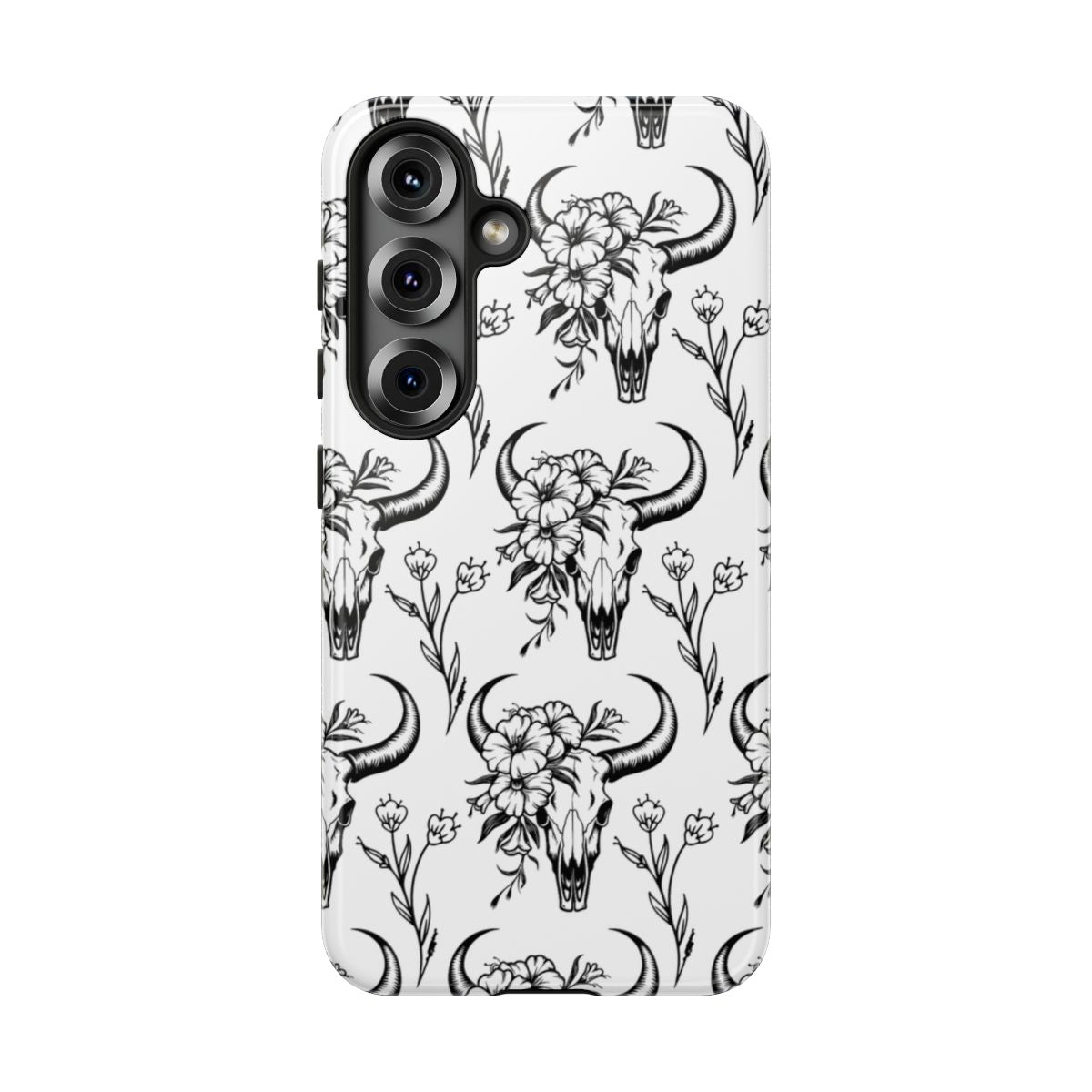 White Floral Skull Tough Case
