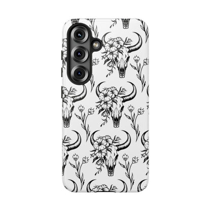 White Floral Skull Tough Case