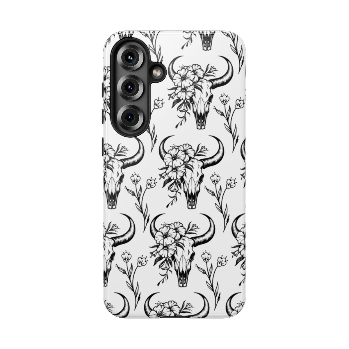 White Floral Skull Tough Case