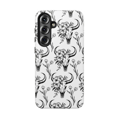 White Floral Skull Tough Case