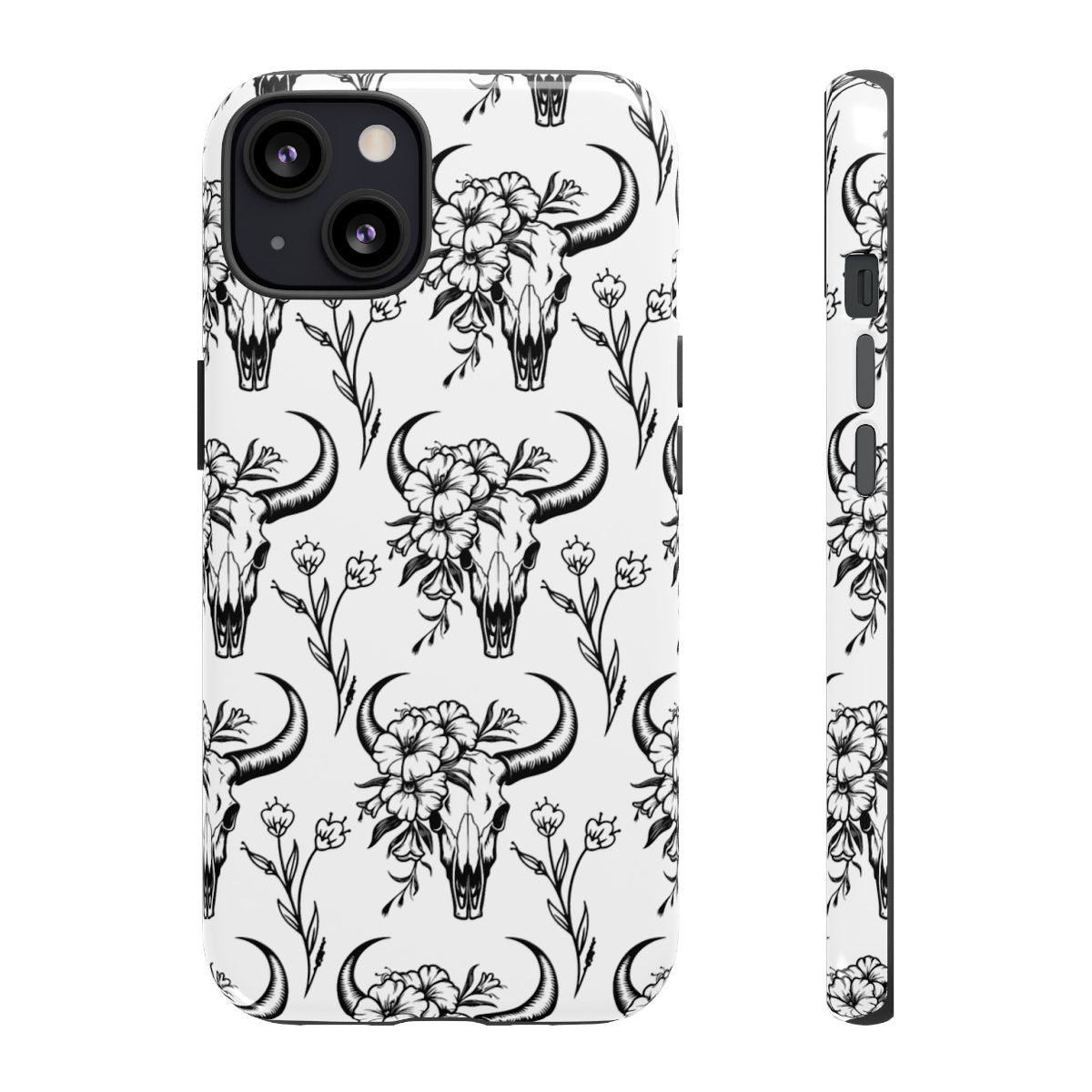 White Floral Skull Tough Case