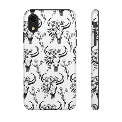 White Floral Skull Tough Case