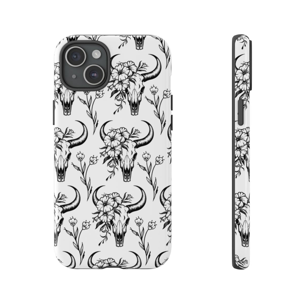 White Floral Skull Tough Case