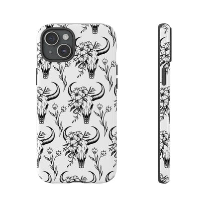 White Floral Skull Tough Case