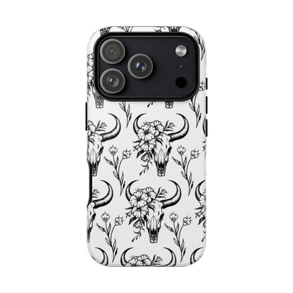 White Floral Skull Tough Case