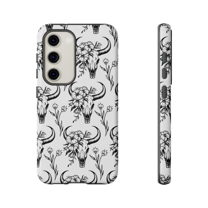 White Floral Skull Tough Case