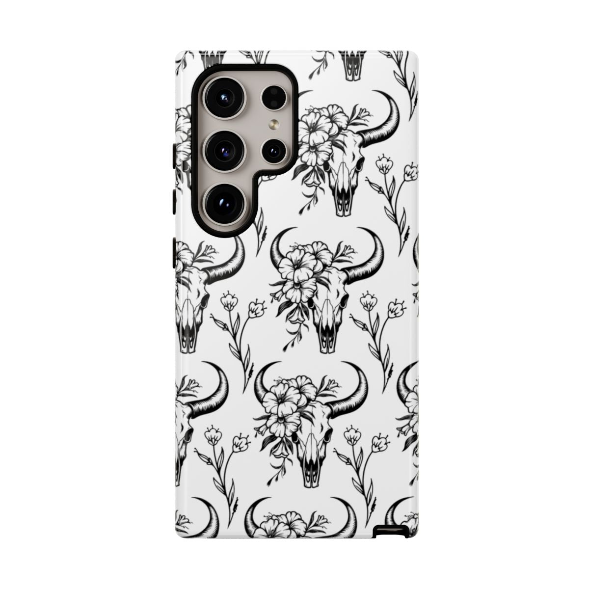 White Floral Skull Tough Case