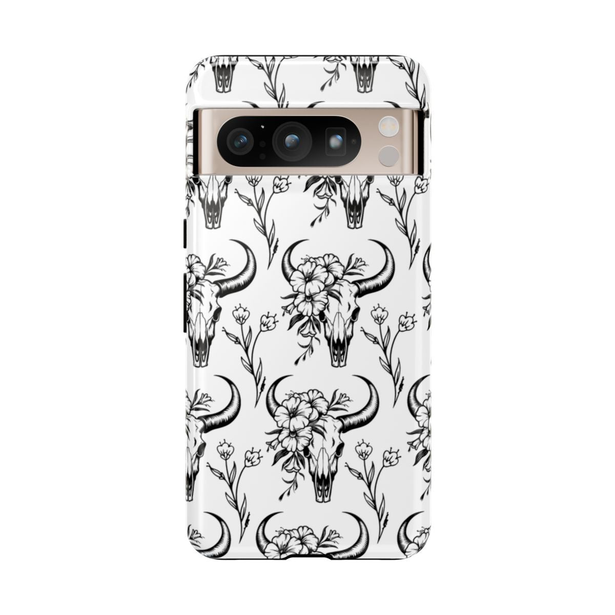 White Floral Skull Tough Case