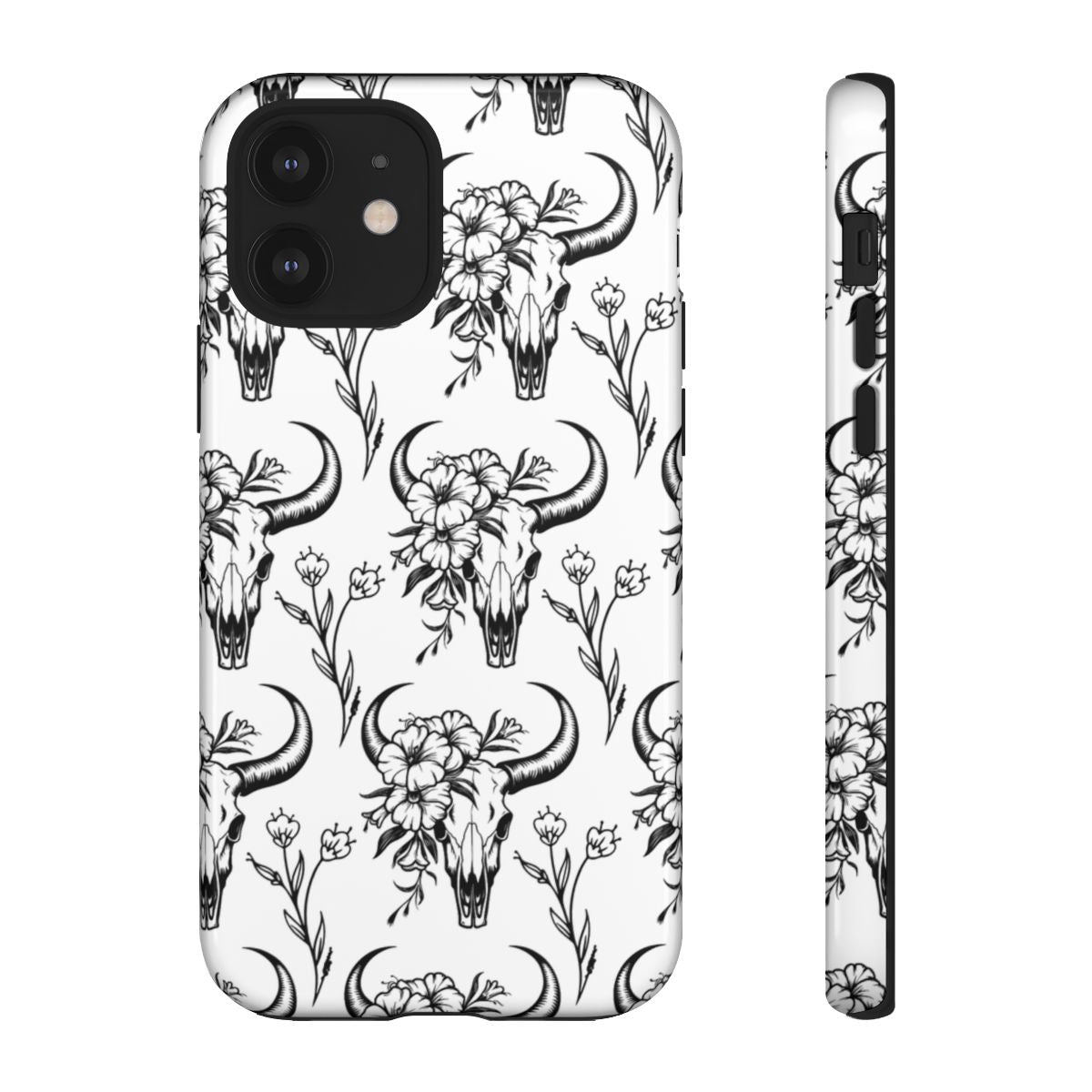 White Floral Skull Tough Case