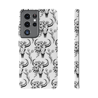 White Floral Skull Tough Case