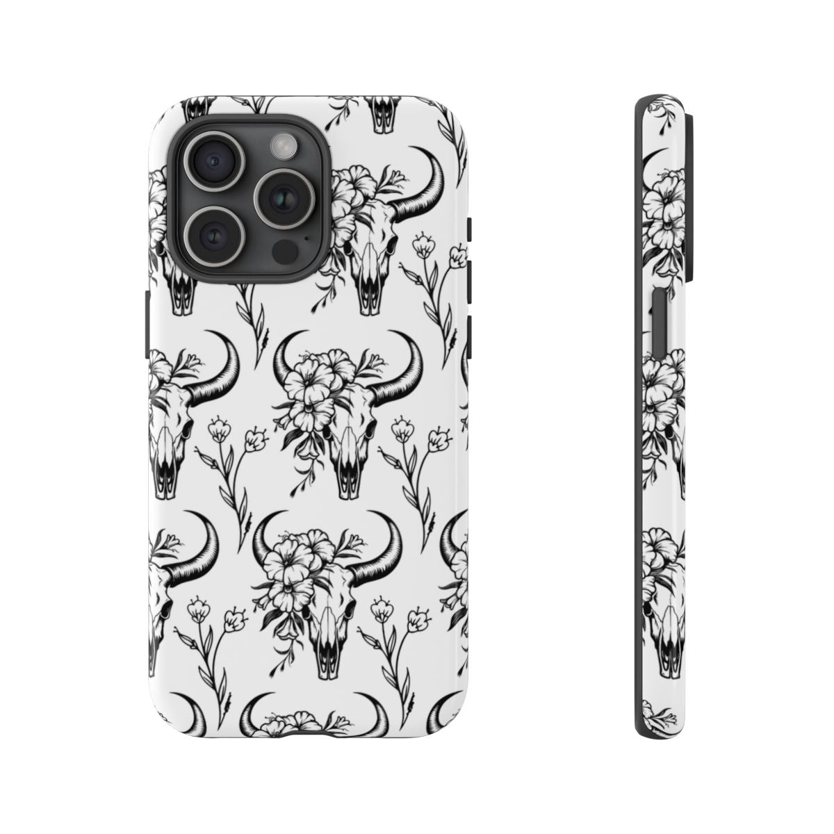 White Floral Skull Tough Case
