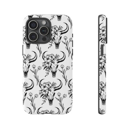 White Floral Skull Tough Case