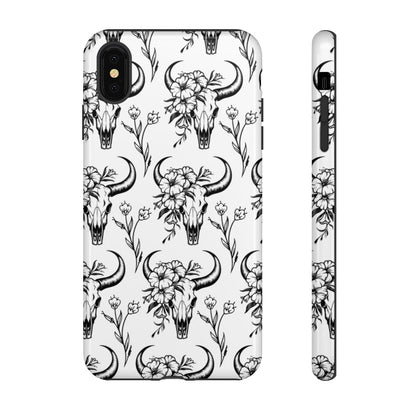 White Floral Skull Tough Case