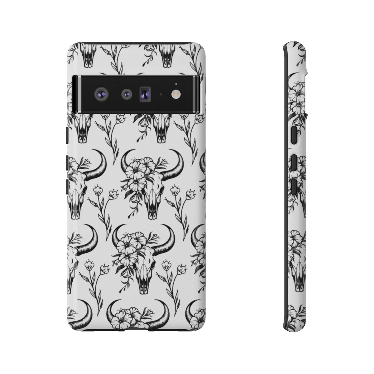 White Floral Skull Tough Case
