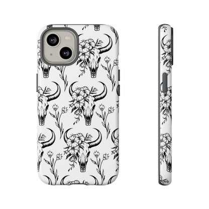 White Floral Skull Tough Case