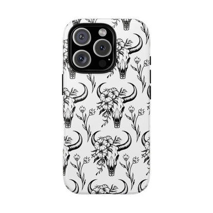 White Floral Skull Tough Case
