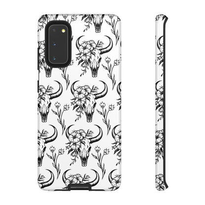 White Floral Skull Tough Case
