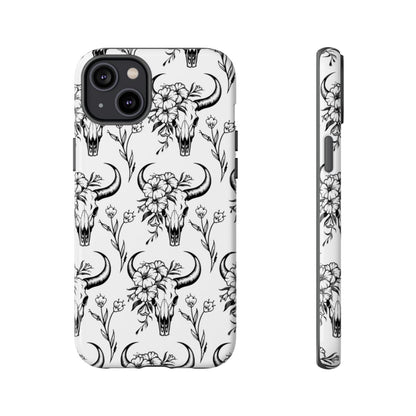 White Floral Skull Tough Case