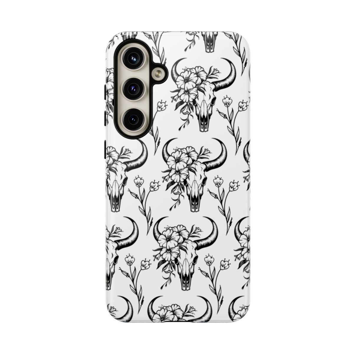 White Floral Skull Tough Case