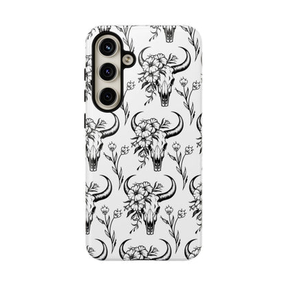 White Floral Skull Tough Case