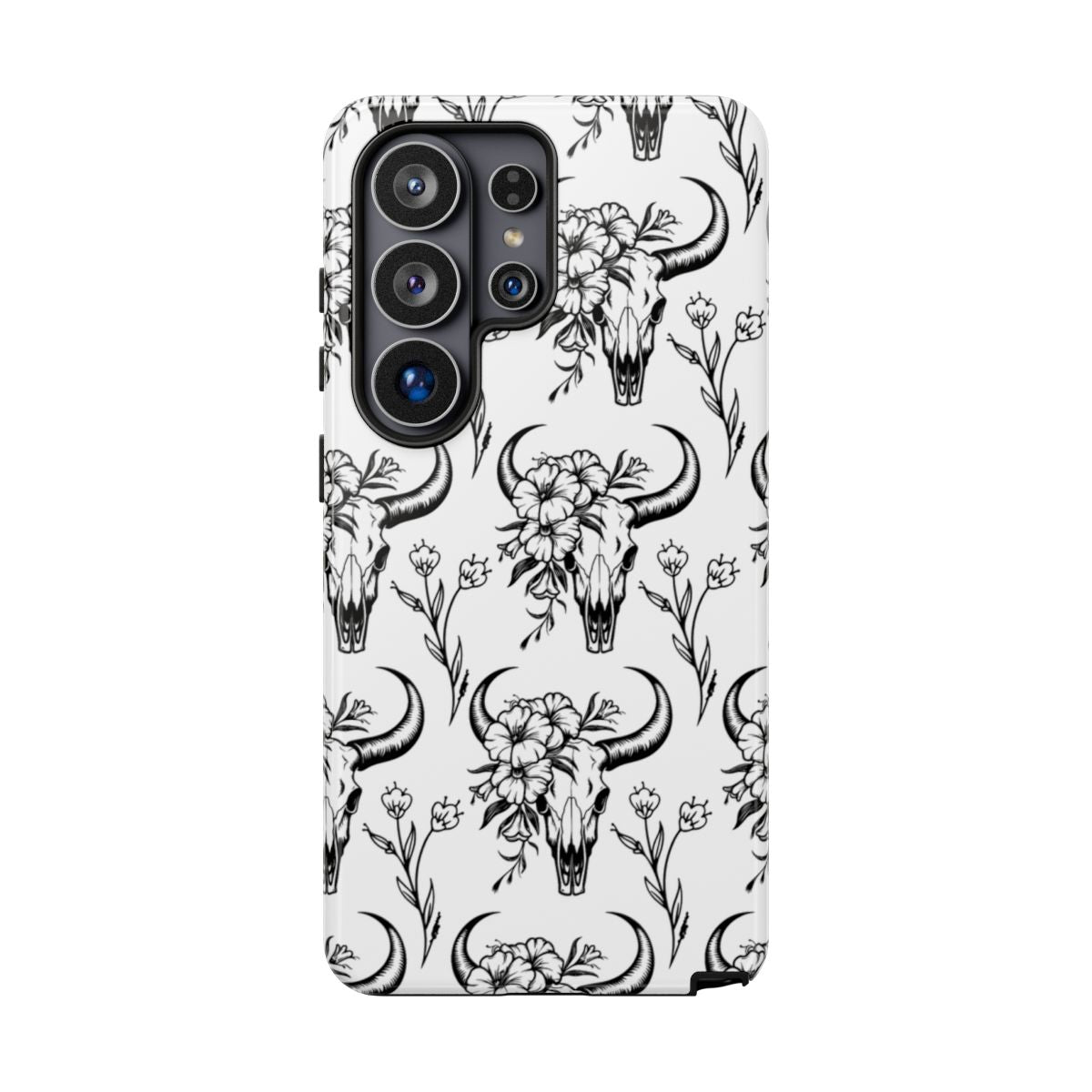 White Floral Skull Tough Case